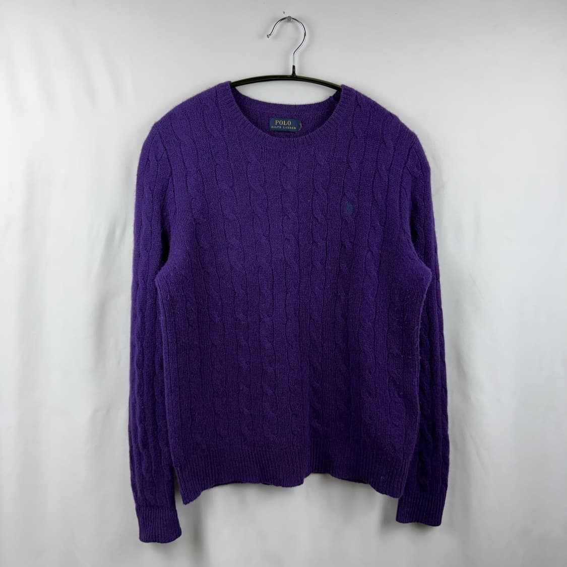 (S) 폴로 랄프로렌 울 캐시미어 케이블 꽈배기 니트 퍼플 상품이미지2