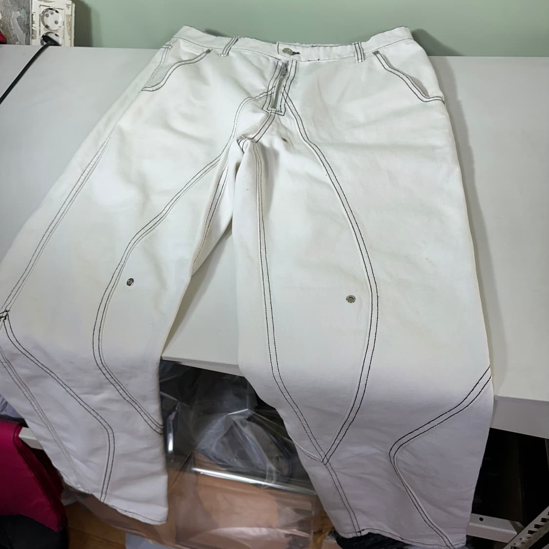 L-XL 51퍼센트 크림화이트 TUNNELLININGTROUSER 블랙스 상품이미지3
