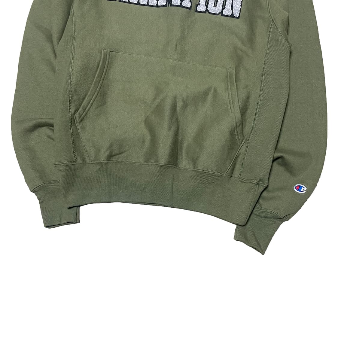 챔피온 블루택 리버스위브 그라데이션로고 후드티 카키 상품이미지4