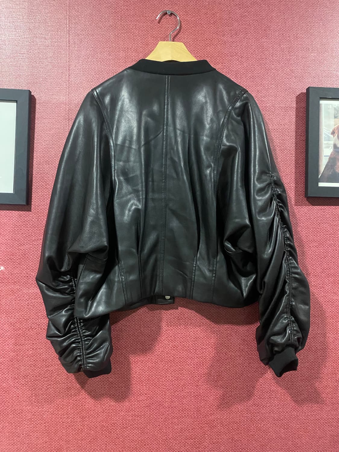 Bonispax 블랙 레더 봄버 자켓  상품이미지5