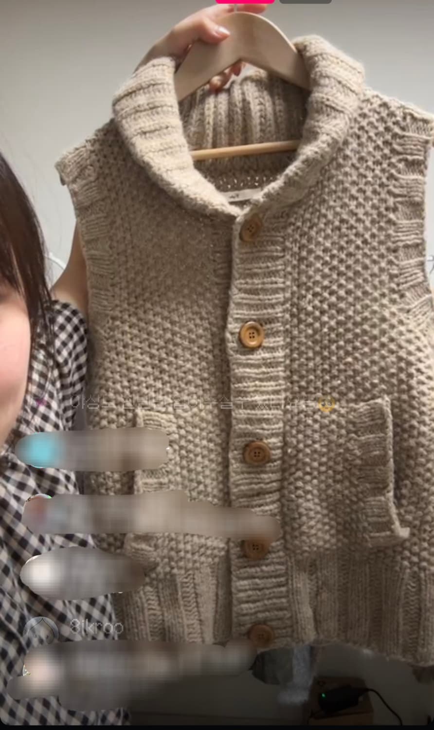 빈티지 모리걸 브라운 우드단추 니트 조끼 베스트 상품이미지2