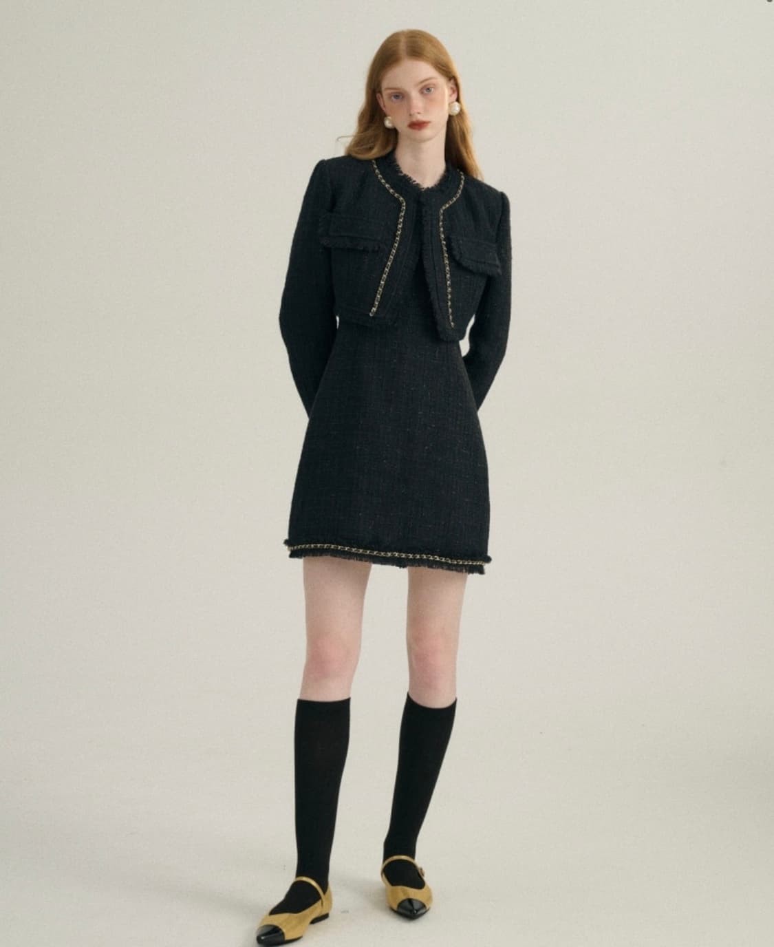 신스덴 로이스 트위드 원피스 자켓 세트 하객룩 파티룩 상품이미지3