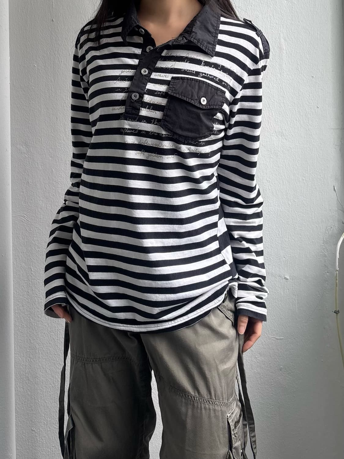 Vintage Pocket Detail Stripe Top 상품이미지3