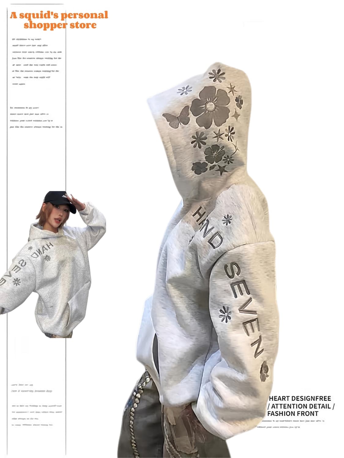 꽃 자수 후드티 (4size) 상품이미지1