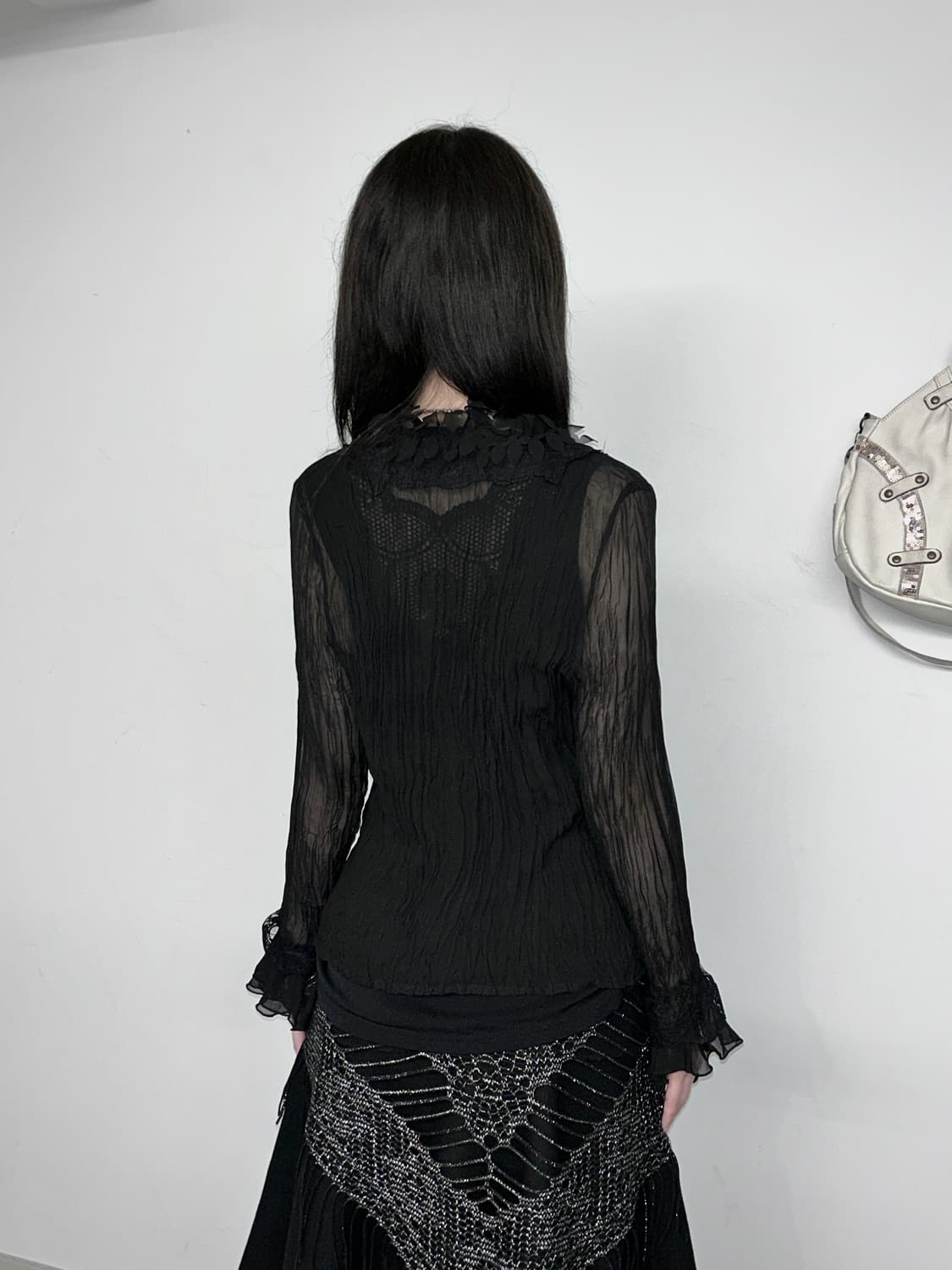 Frill Pleats See-through Cardigan 상품이미지4