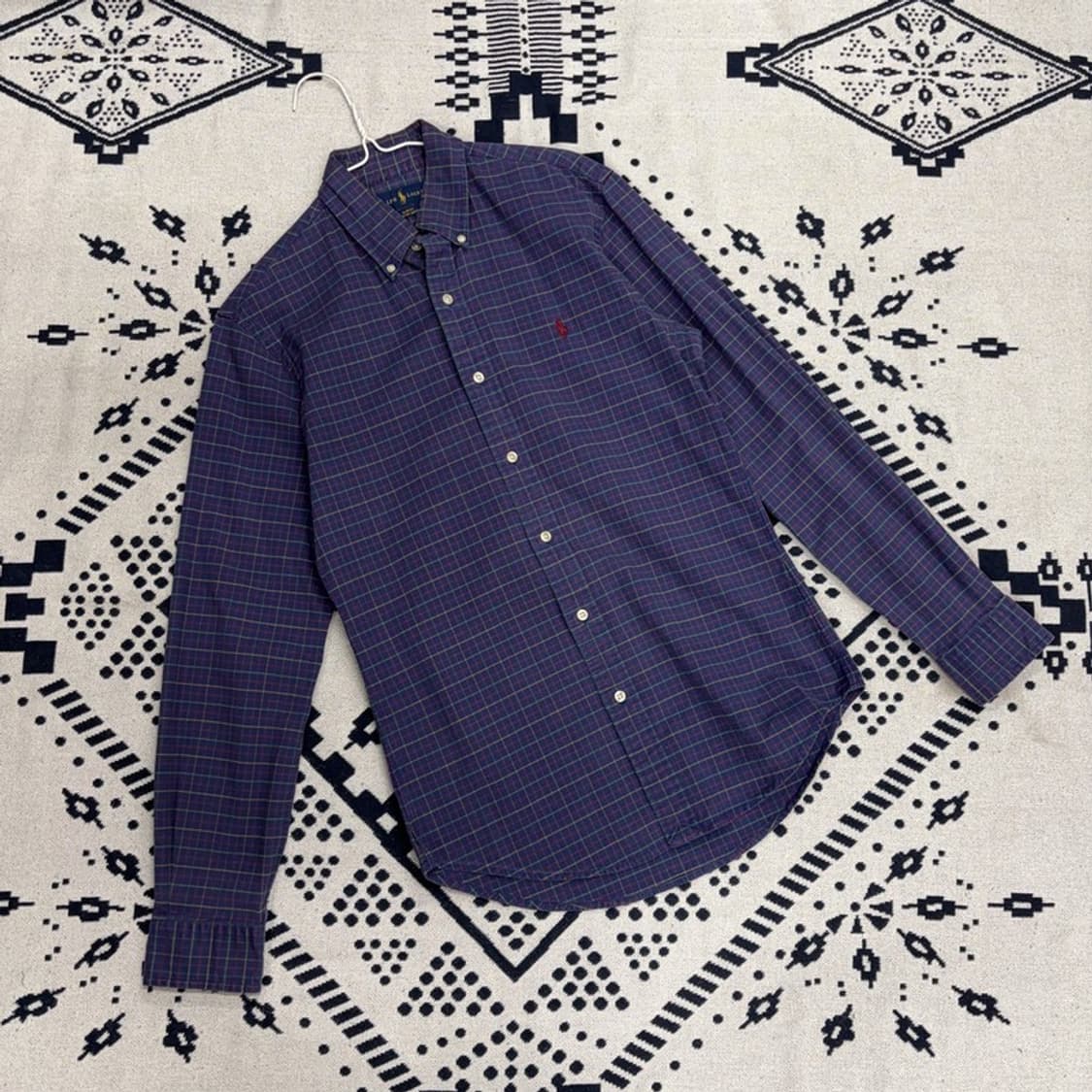 폴로 랄프로렌 슬림핏 스트레치 옥스포드 체크 셔츠 S P00059 상품이미지1