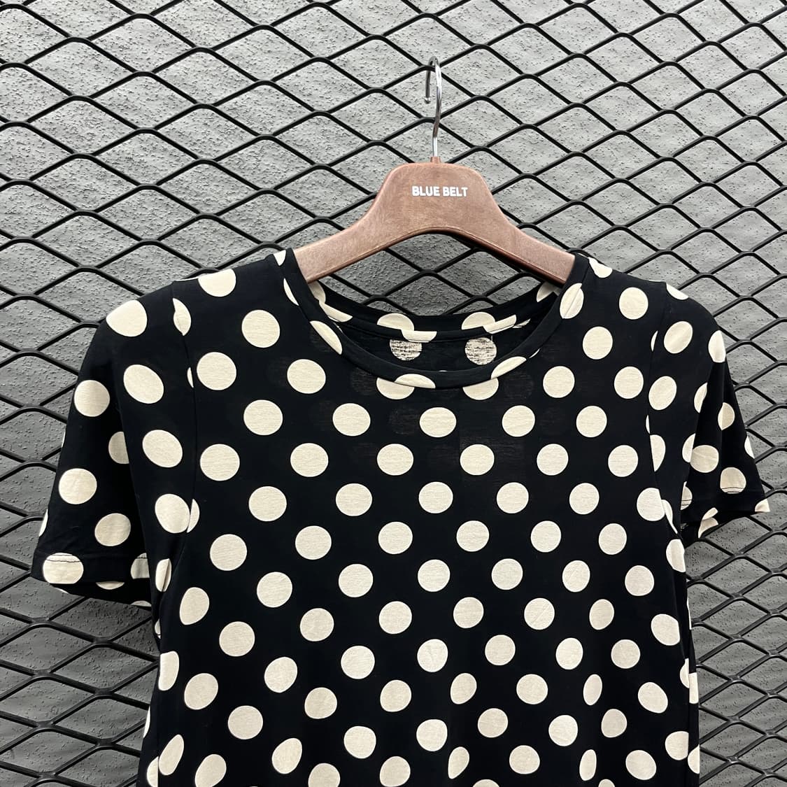 JPN VINTAGE 블랙 도트 라운드 반팔 티셔츠 상품이미지3