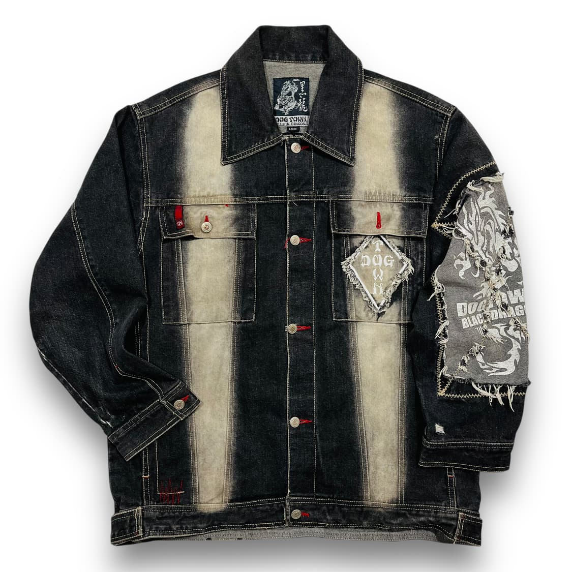 도그타운 90s 블랙드래곤 워시드 더블 라인 흑청자켓 상품이미지2
