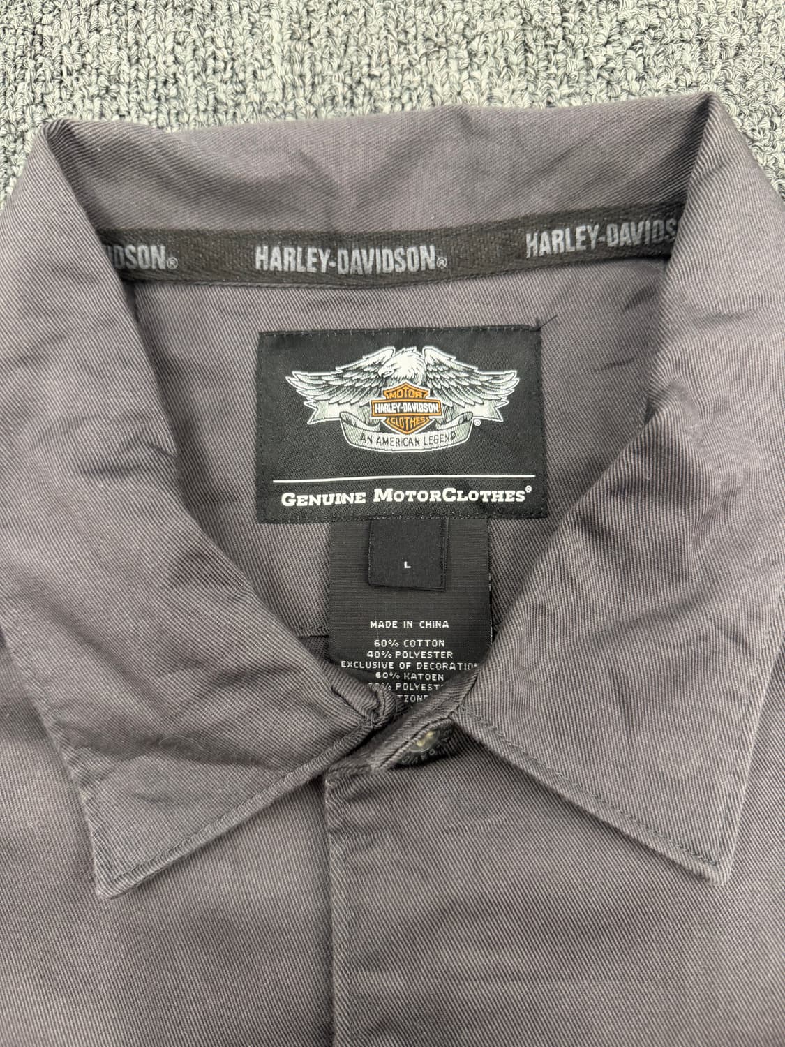 L)할리데이비슨 빈티지 윌리지 스컬 자수 반팔 셔츠 상품이미지2