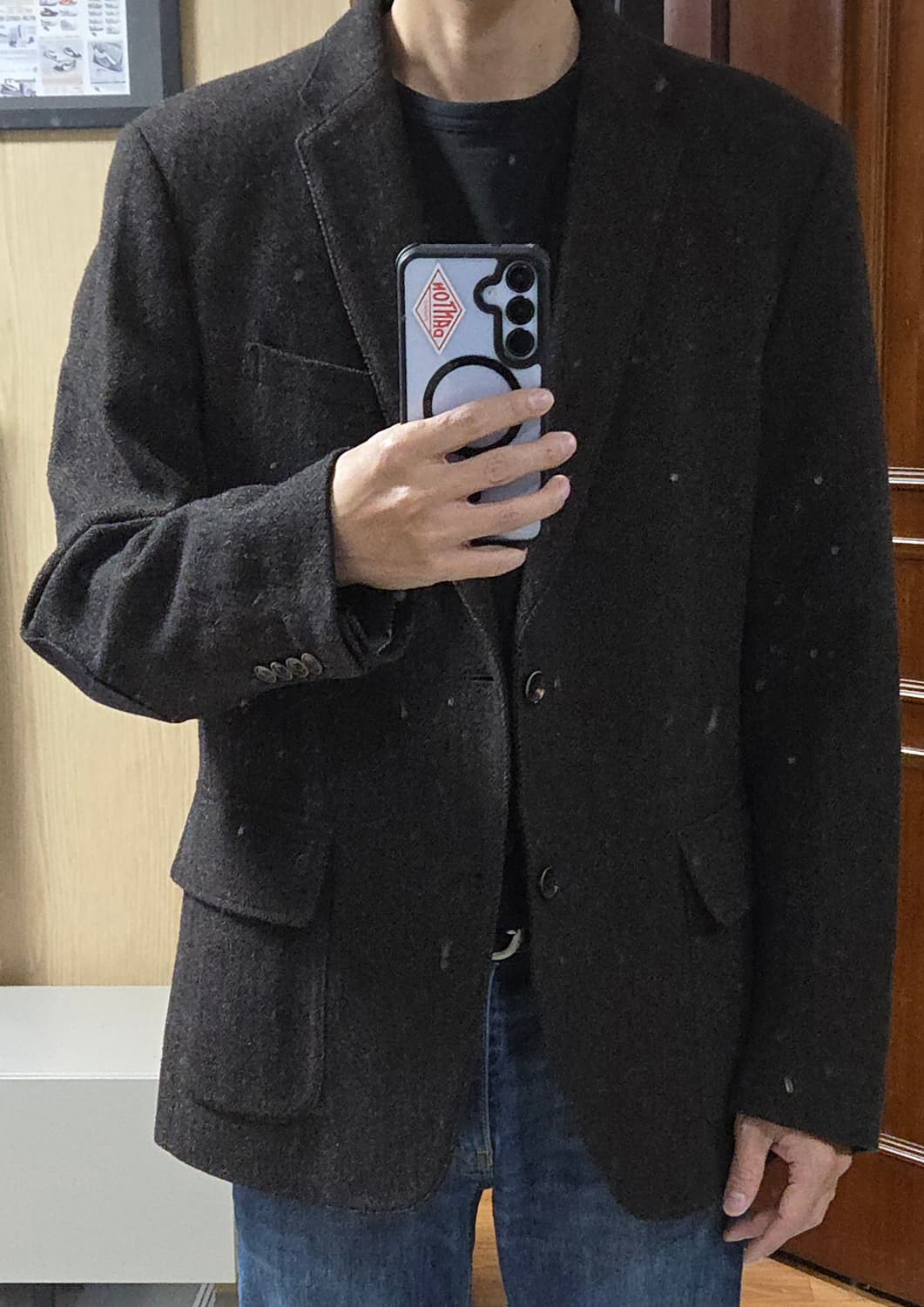 (착샷) 헤지스 헤링본 트위드 자켓 블레이저  상품이미지10