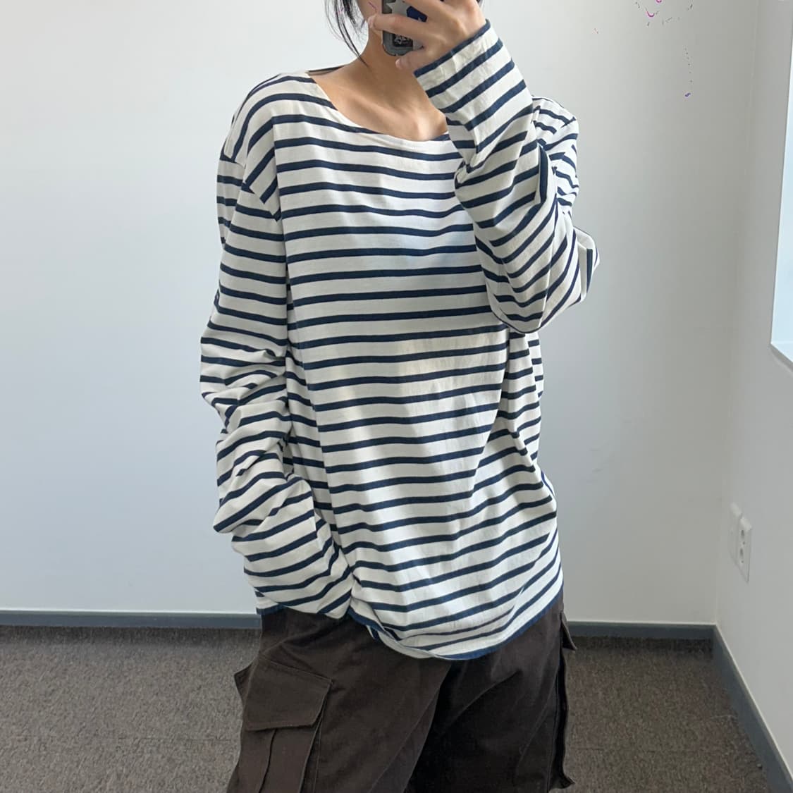 Saint james 네이비 스트라이프 롱 슬리브 상품이미지1