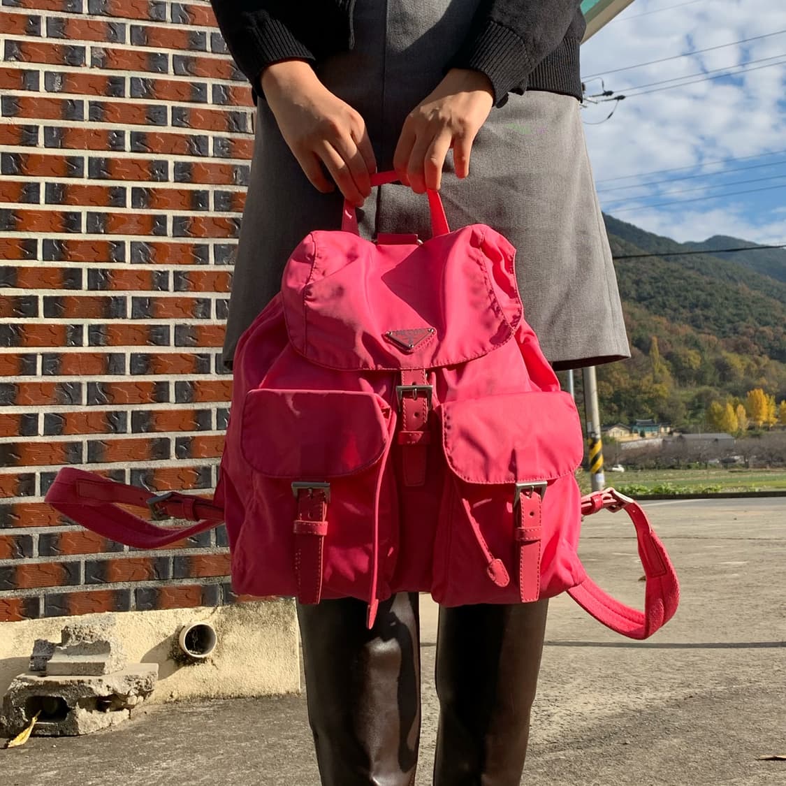 정품 프라다 백팩 딥핑크 상품이미지3