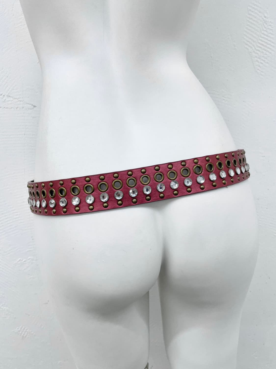 리얼레더 웨스턴 펀칭 큐빅 버클 벨트 상품이미지4