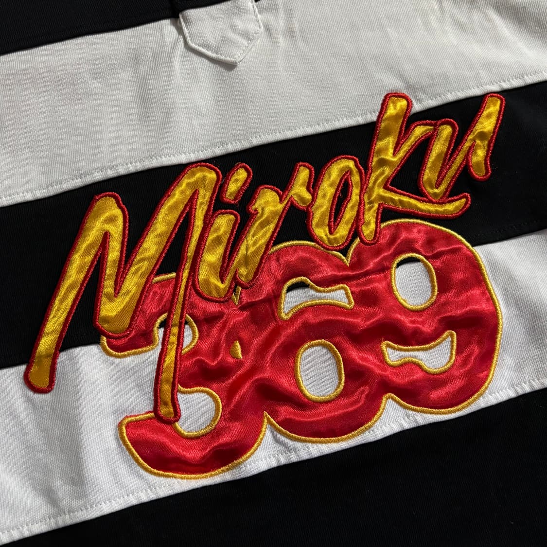 일본빈티지 Miroku 올드스쿨 스트릿 단가라 스트라이프 반팔 카라티 상품이미지5