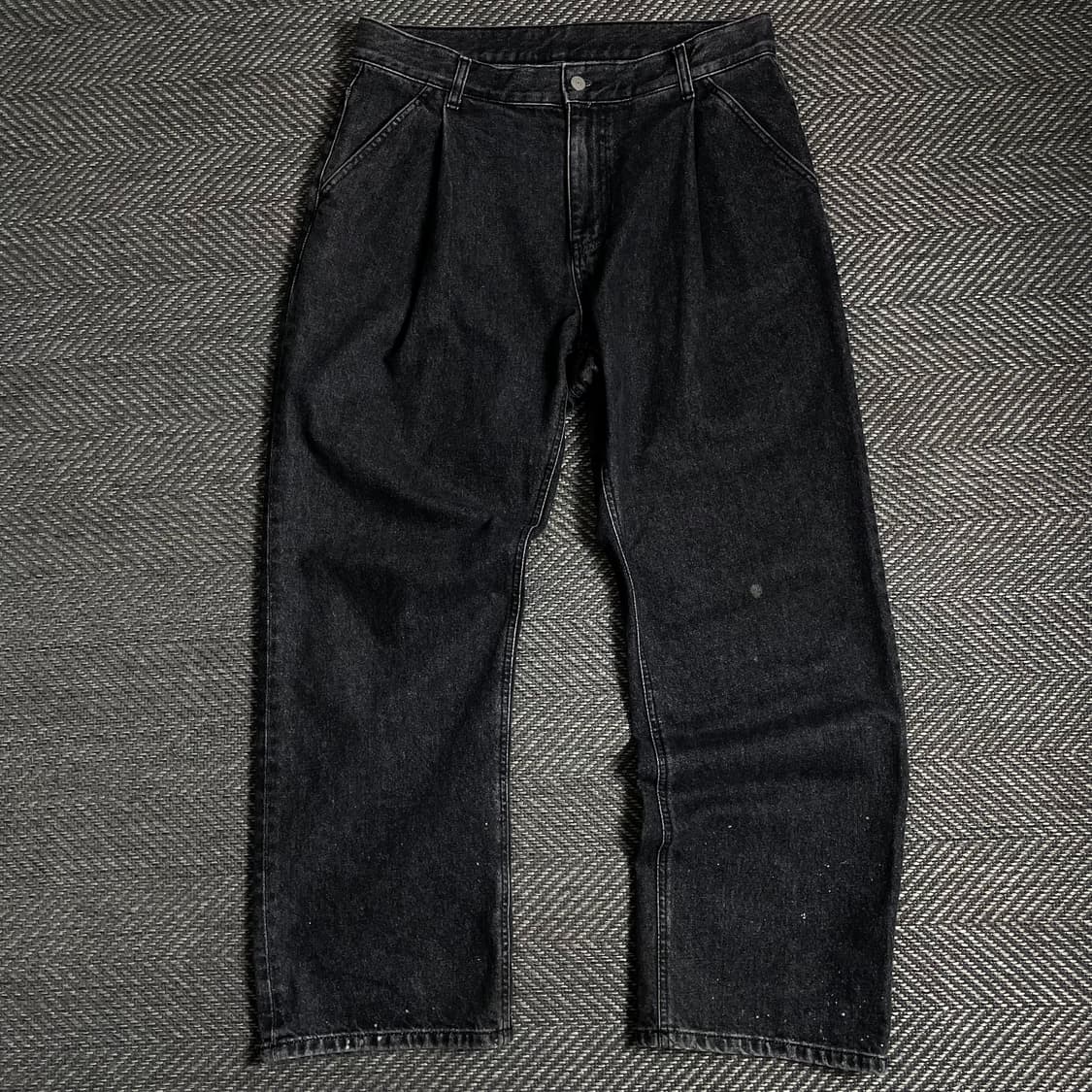 유니폼 브릿지 원턱 와이드 워시드 흑청 팬츠y 4889 상품이미지2