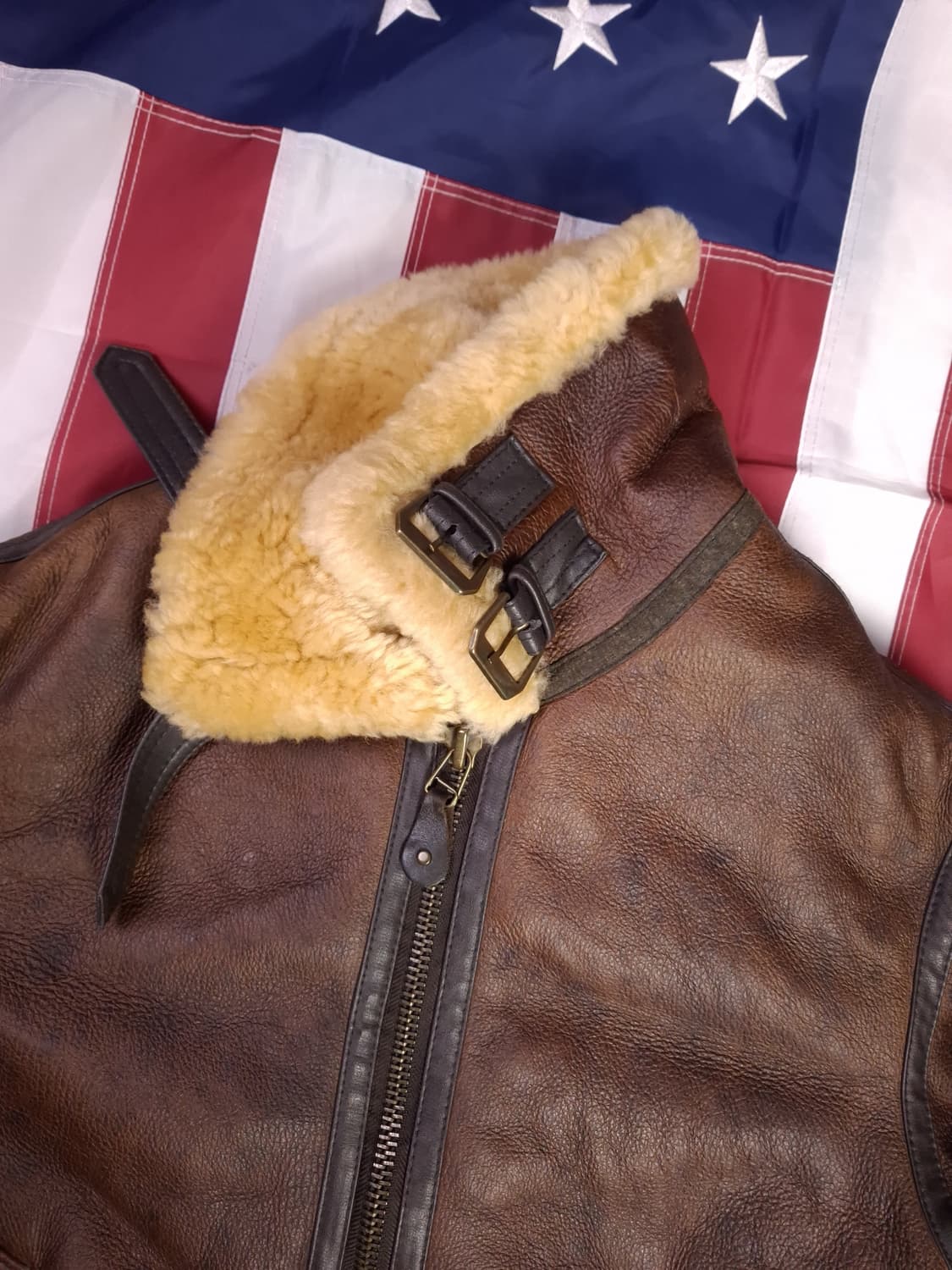 90's 일본수출용 미공군 B-3 TYPE 리얼레더 항공폭격기 무스탕 상품이미지3