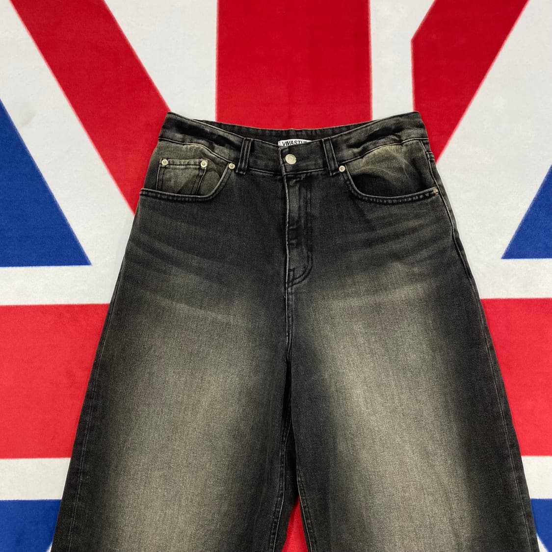 비바스튜디오 와이드 흑청 데님팬츠 M  상품이미지2