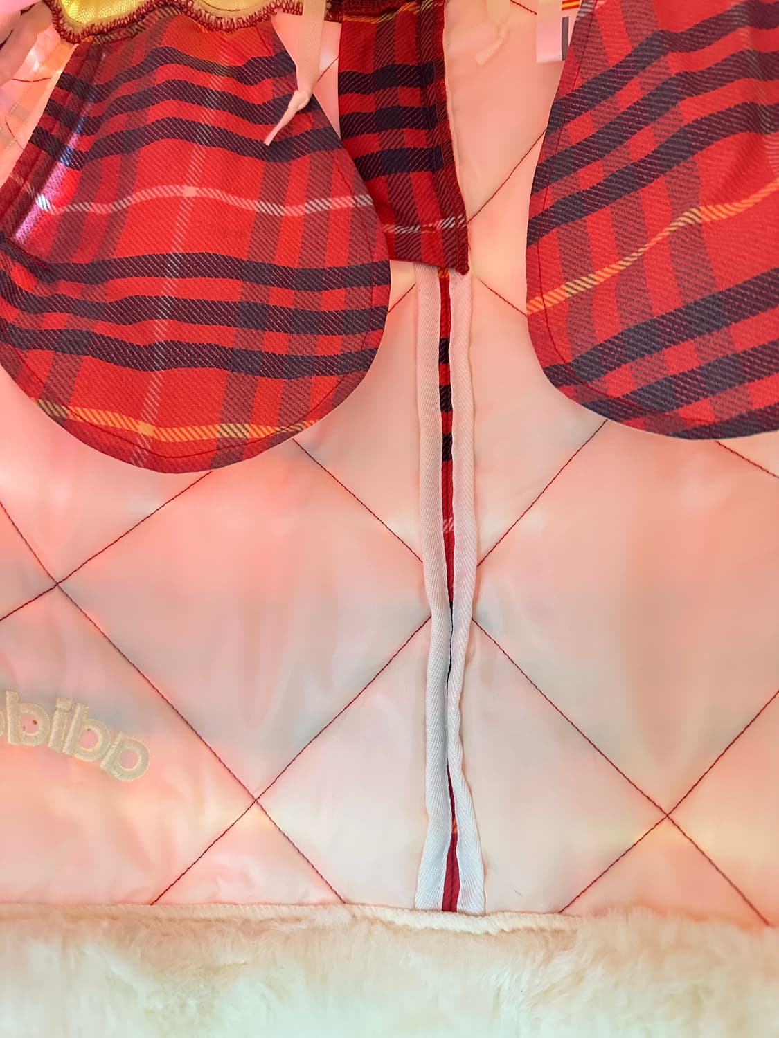 일본빈티지 아디다스 체크 퍼 트리밍 퀼팅 패딩 타탄 체크 스커트  상품이미지7