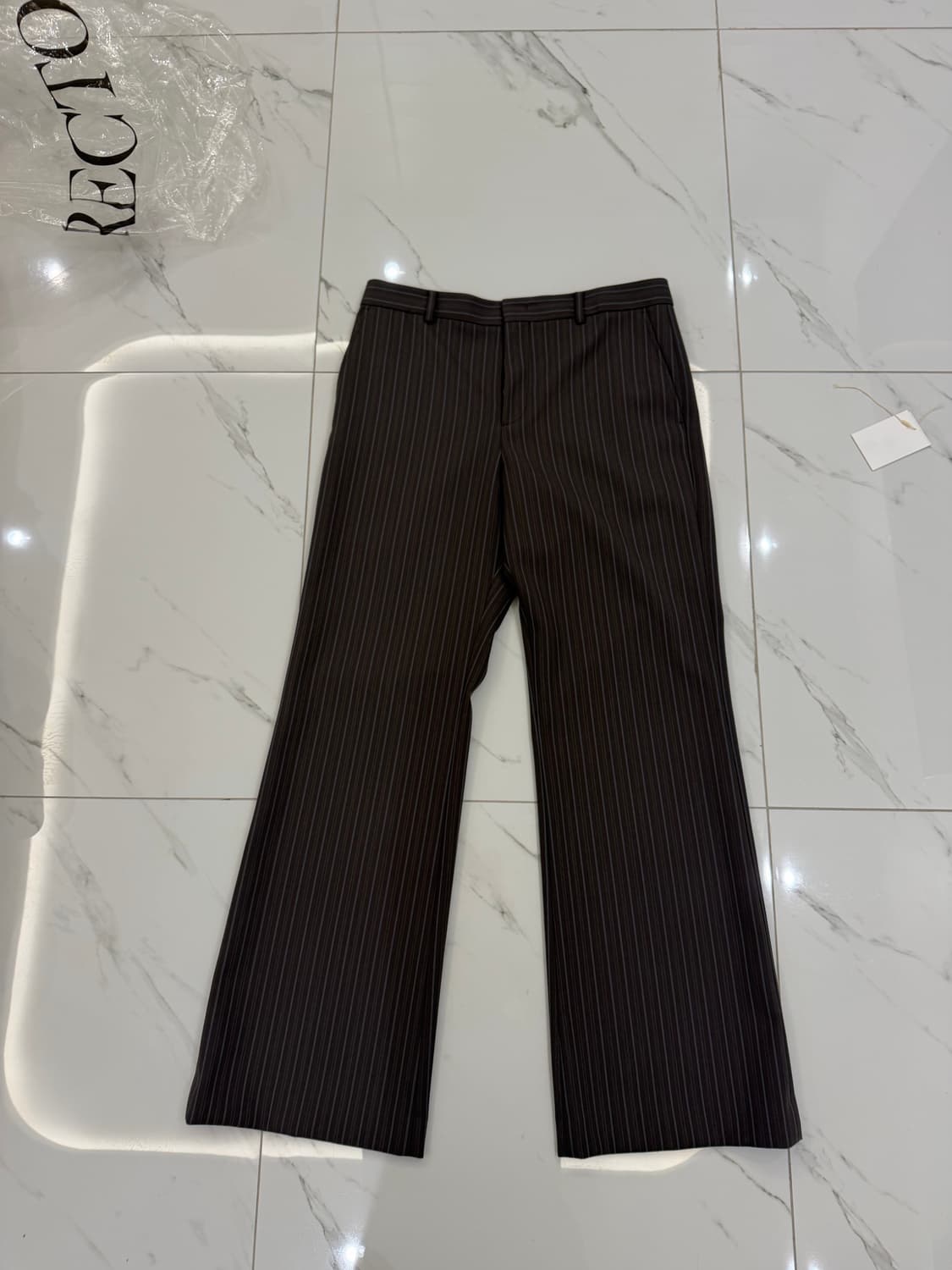 렉토 빈티지 스트라이프 플레어 팬츠 세피아 그레이 상품이미지2