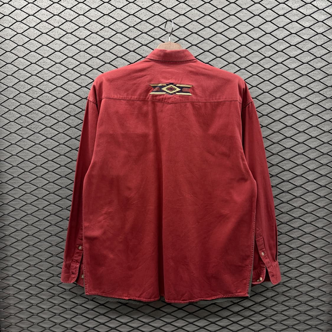 USA VINTAGE 웨스턴 워크셔츠 나바호 패턴 투포켓 디테일 카키 상품이미지3