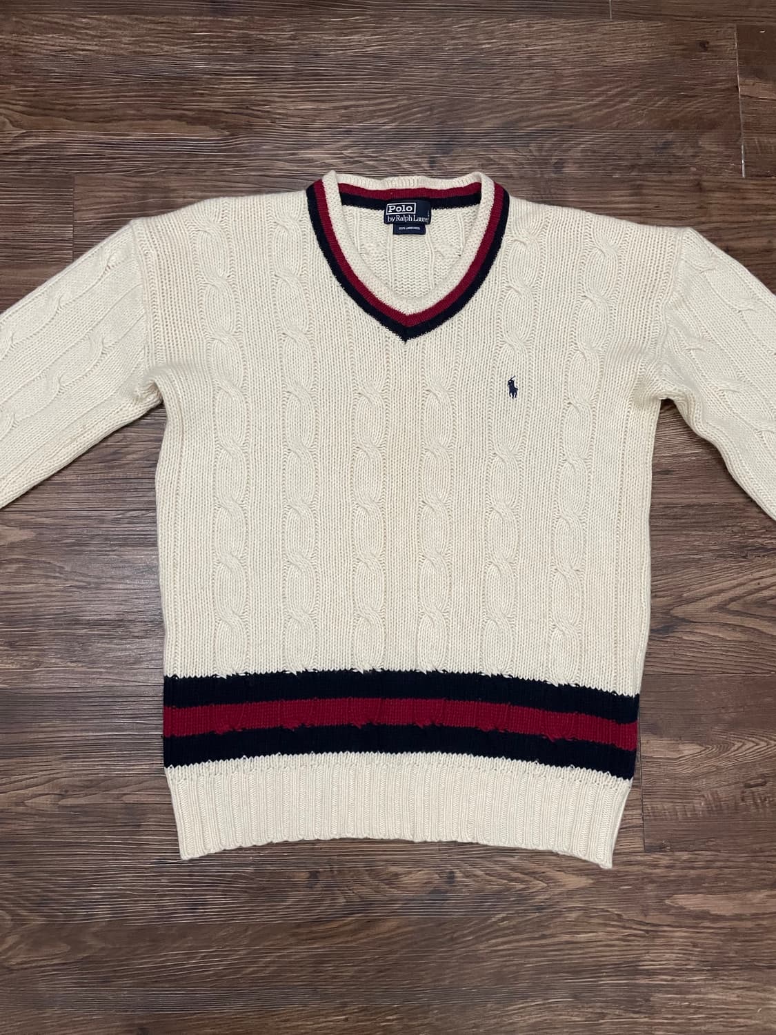 폴로 랄프로렌 램스울 케이블 브이넥 니트 스웨터 상품이미지3