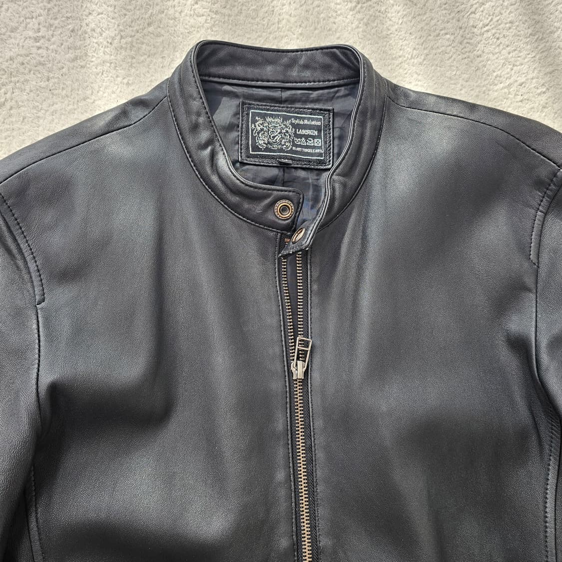 M 남성 양가죽 논카라 가죽자켓 상품이미지2