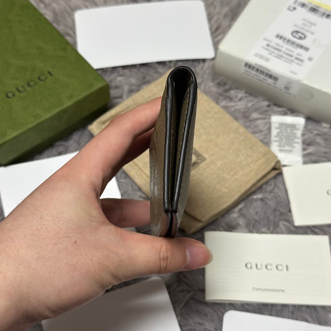 [미사용/새상품] 구찌 점보 GG 레더 오거나이저 카드지갑 베이지 상품이미지5