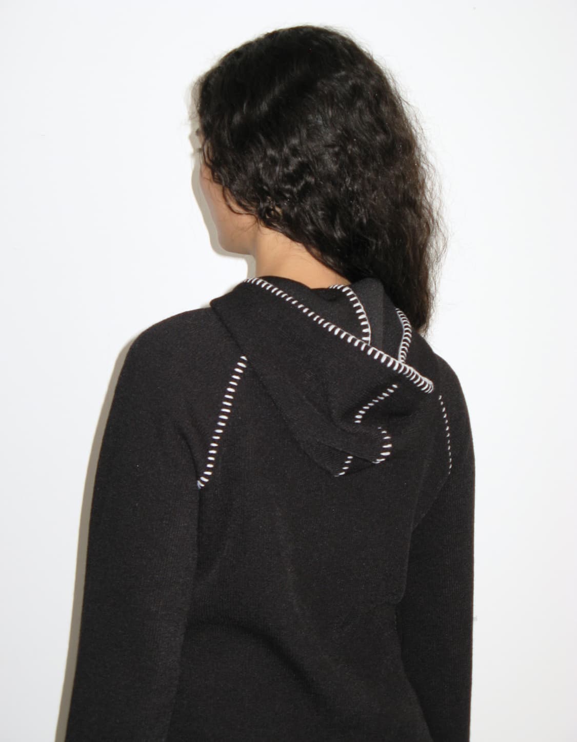 BOHO STITCH HOODED JACKET, BLACK 상품이미지4