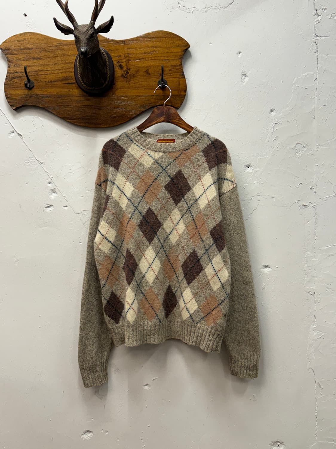 L) Varsity Club Argyle Check Wool Knit S 상품이미지2