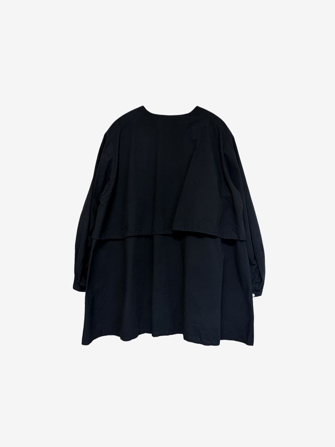 Textured Cotton Pintuck Shirt - Black 상품이미지7