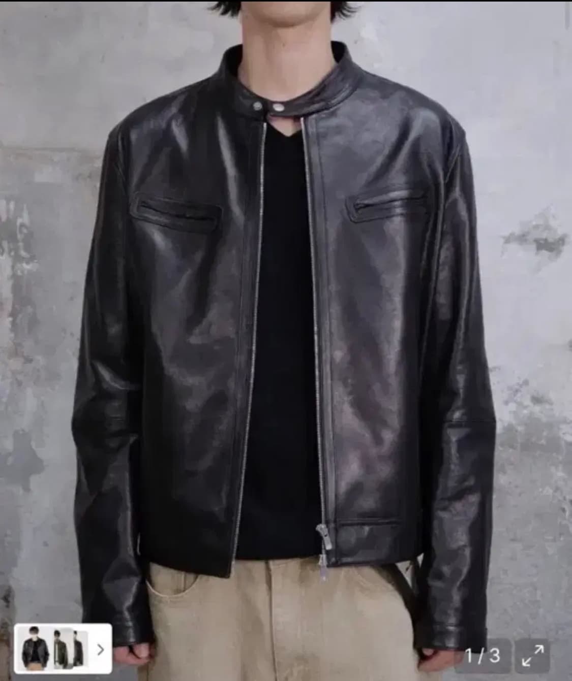[2] 다이브인 루즈드 베지터블 레더 자켓 블랙 상품이미지1
