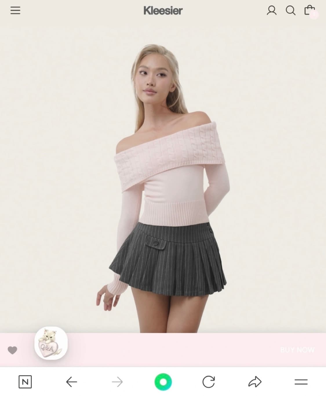 Cupcake off-shoulder cable knit, Pink 상품이미지1