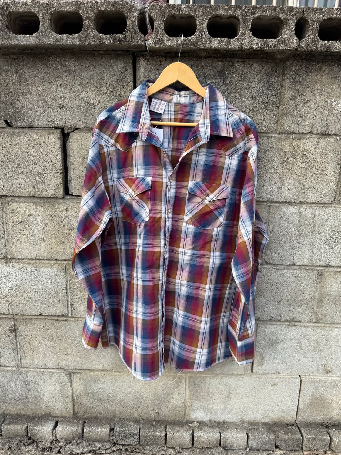 80s 웨스턴프론티어 빈티지 체크 웨스턴 셔츠 빅사이즈  상품이미지1