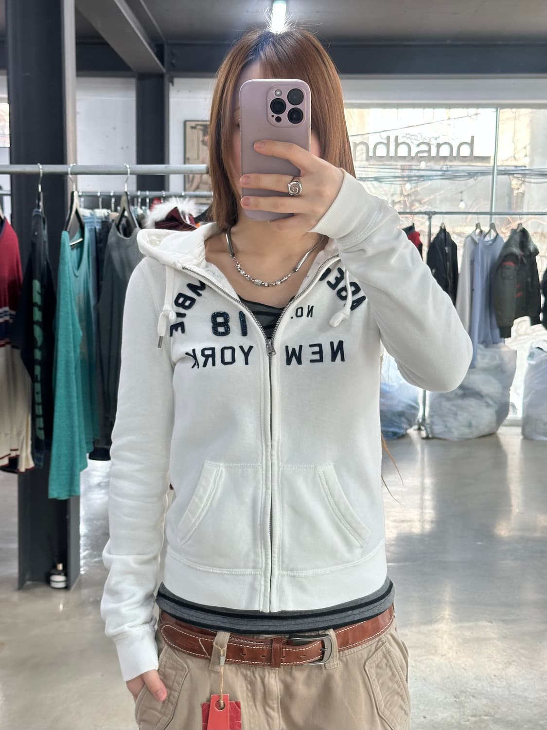 아베크롬비 후드집업 화이트 상품이미지4