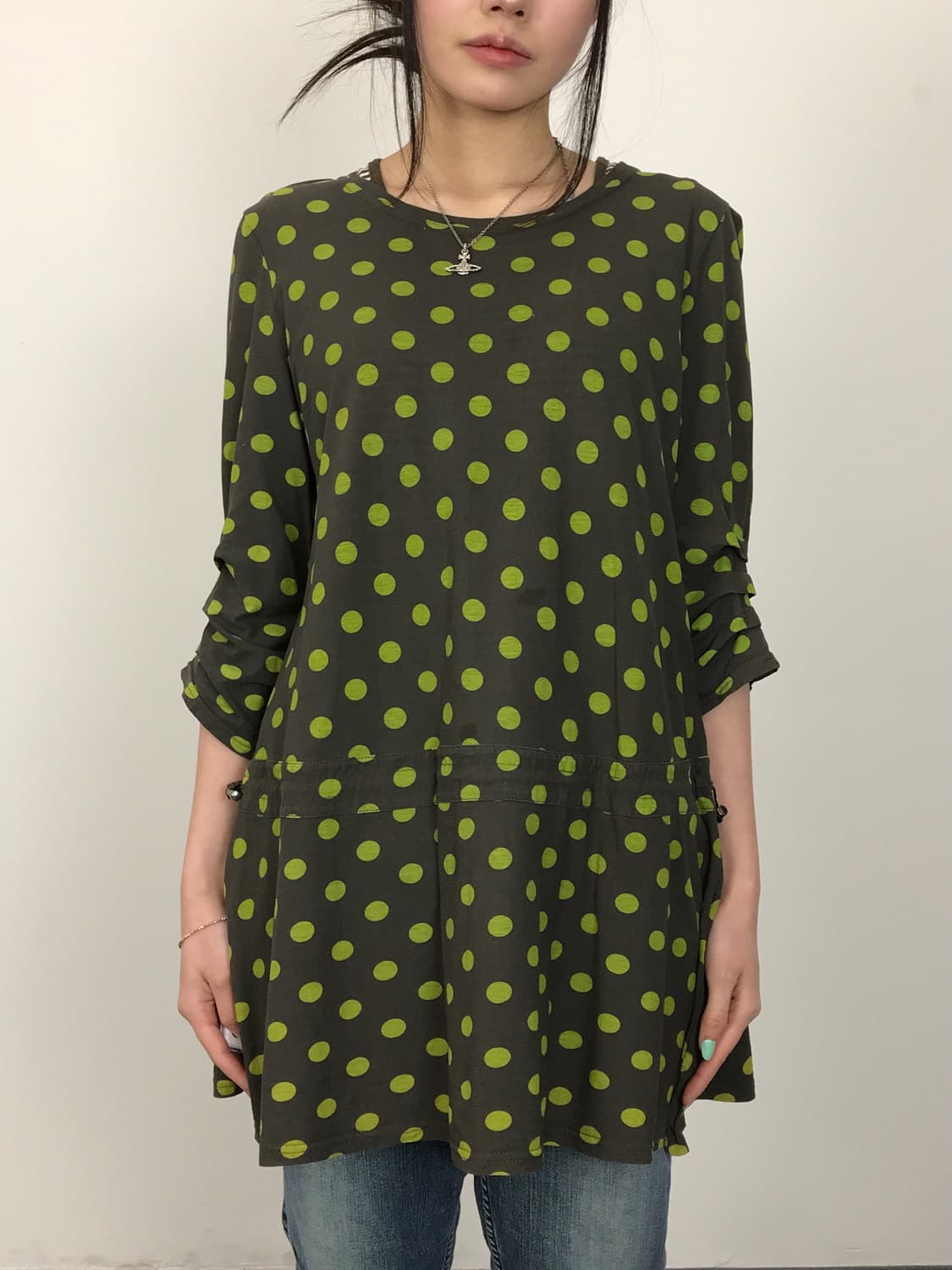 Jpn Brown Dotted Mini Onepiece 상품이미지2