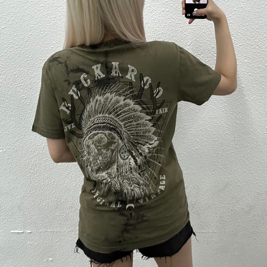 버커루 y2k 락시크맛 나염 카키 반팔 M 상품이미지2