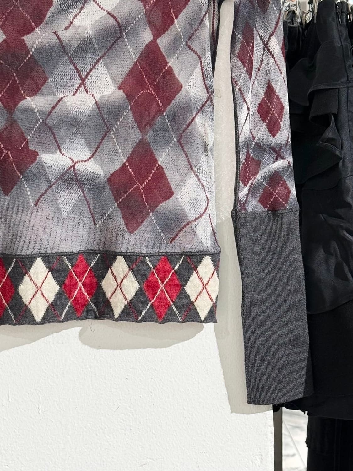 장 폴 고티에 04fw 아가일 스웨터 시스루 메쉬 탑 상품이미지5