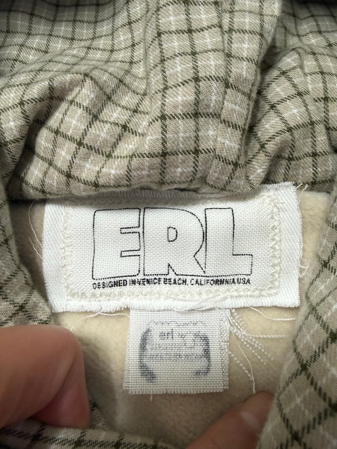 (L) ERL 패디드 체크 후드 집업 상품이미지3