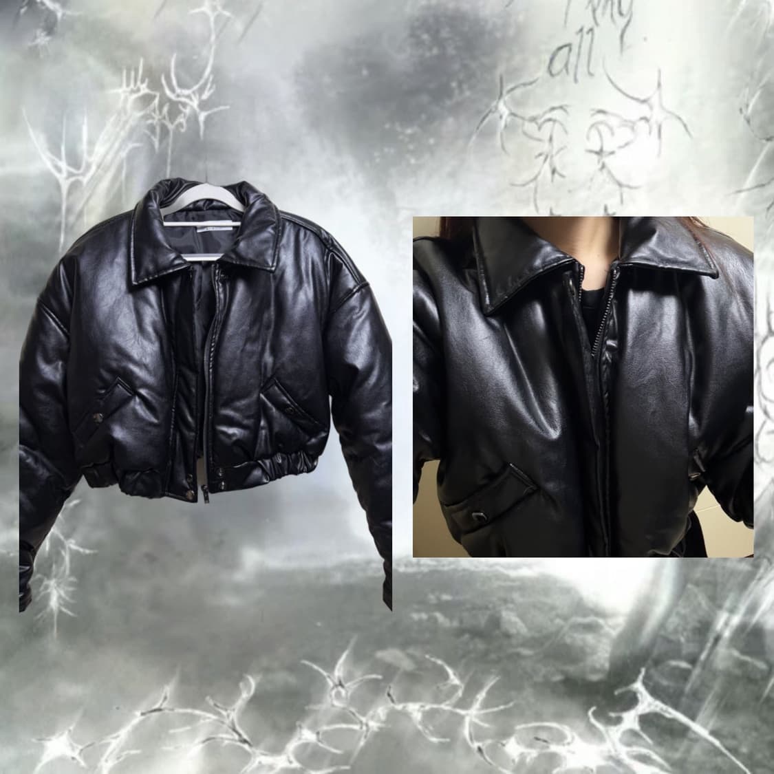 y2k 레더 크롭 숏패딩 상품이미지2