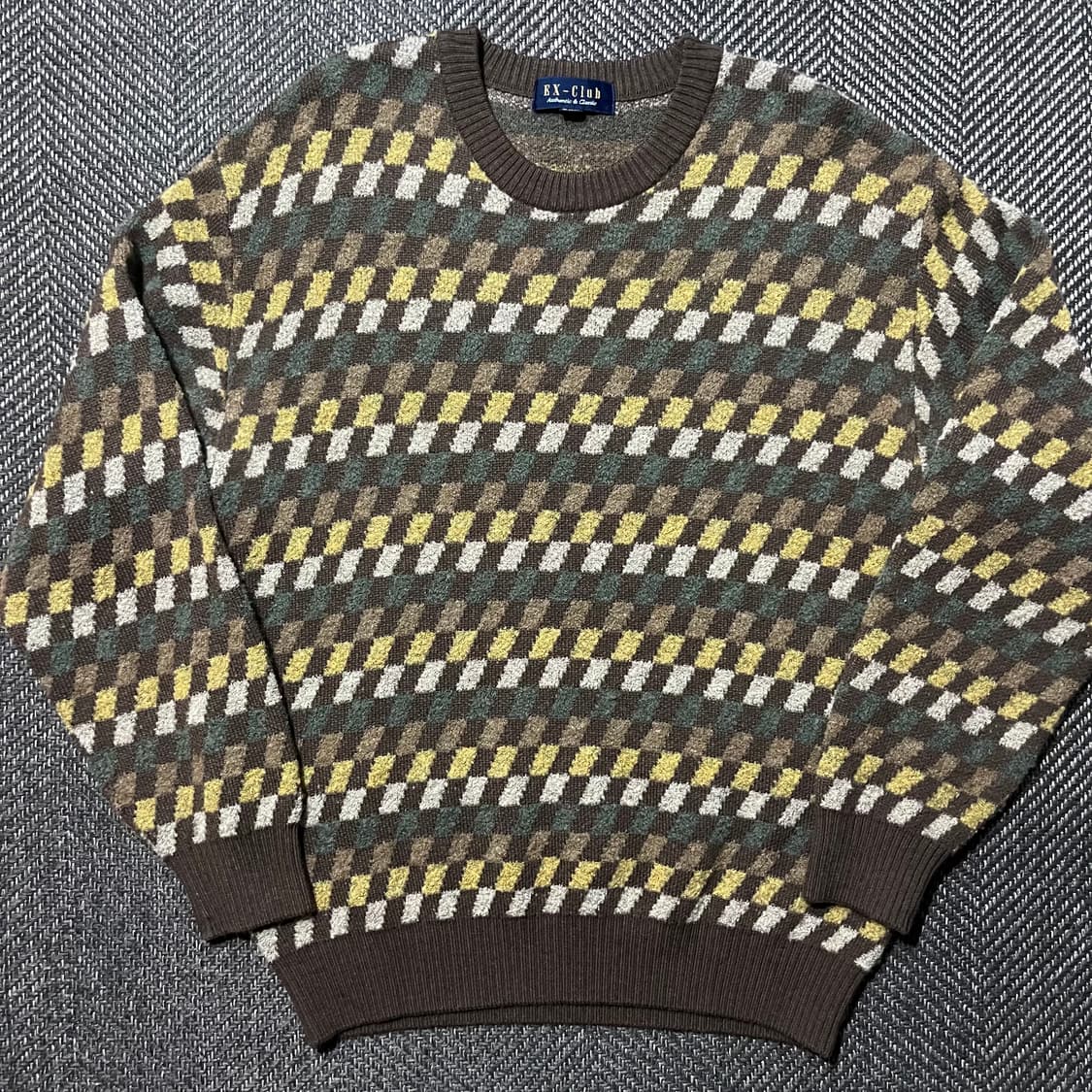 EX-Club 체크 패턴 울 니트 상품이미지2