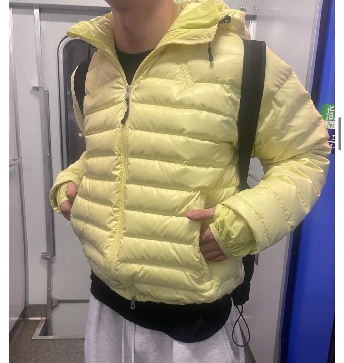 왓츠더유즈 에스키모 덕다운 경량 패딩 라임 M 상품이미지3