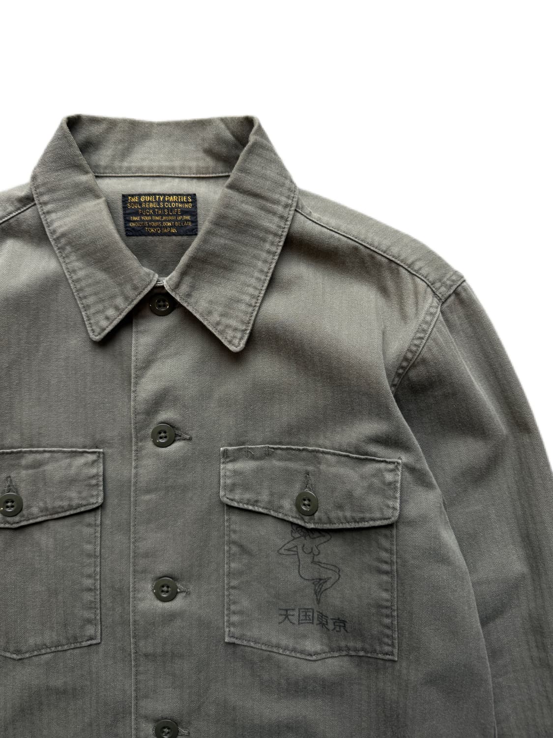 17fw 와코마리아 천국동경 해링본 아미셔츠 M 상품이미지3