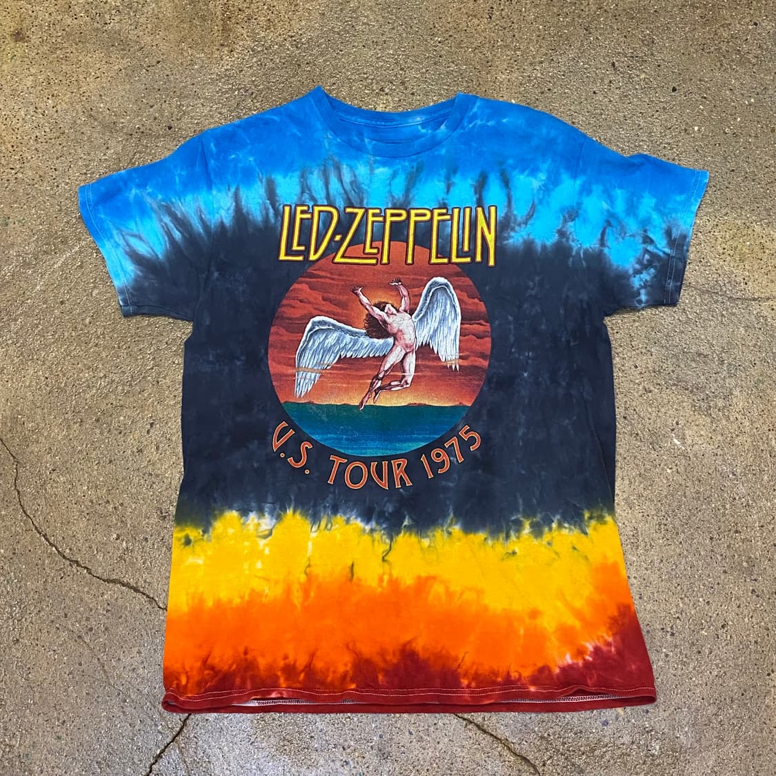 미국 빈티지 레드제플린 타이다이 프린팅 반팔티 상품이미지2