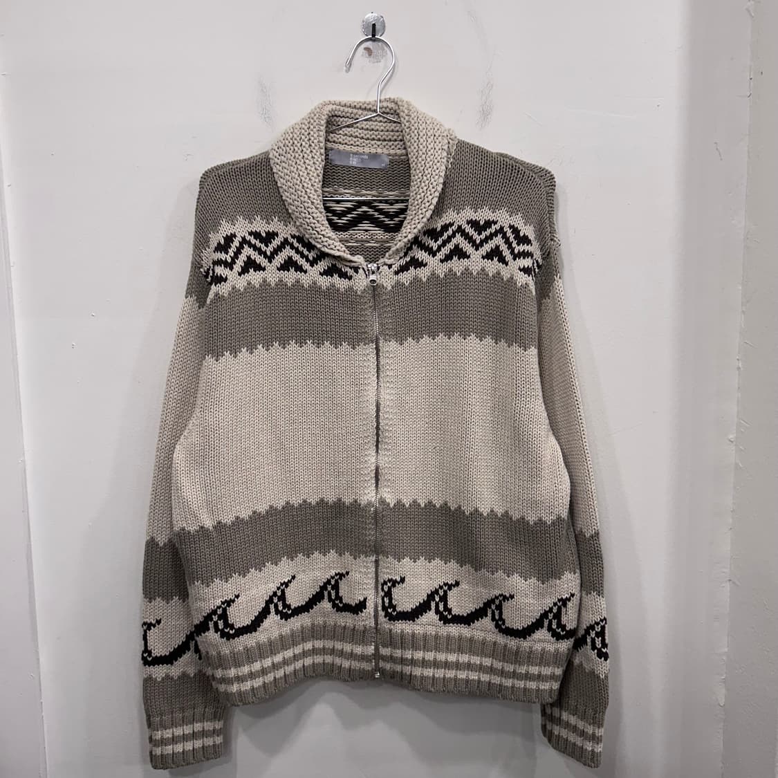 에잇세컨즈 숄카라 노르딕 패턴 니트 집업 상품이미지2