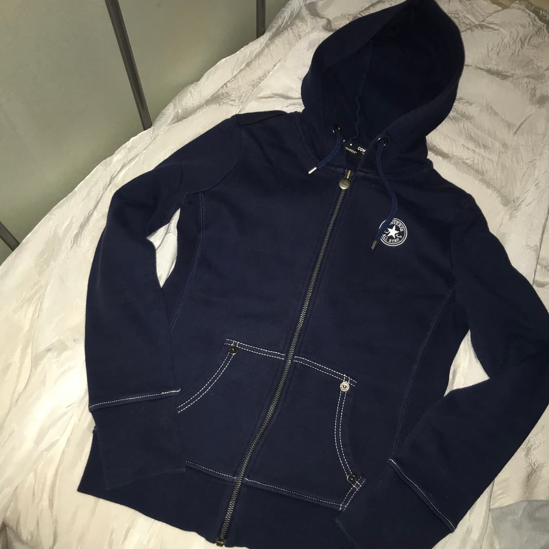 Converse 컨버스 백프린팅 슬림핏 기모 후드집업 상품이미지3