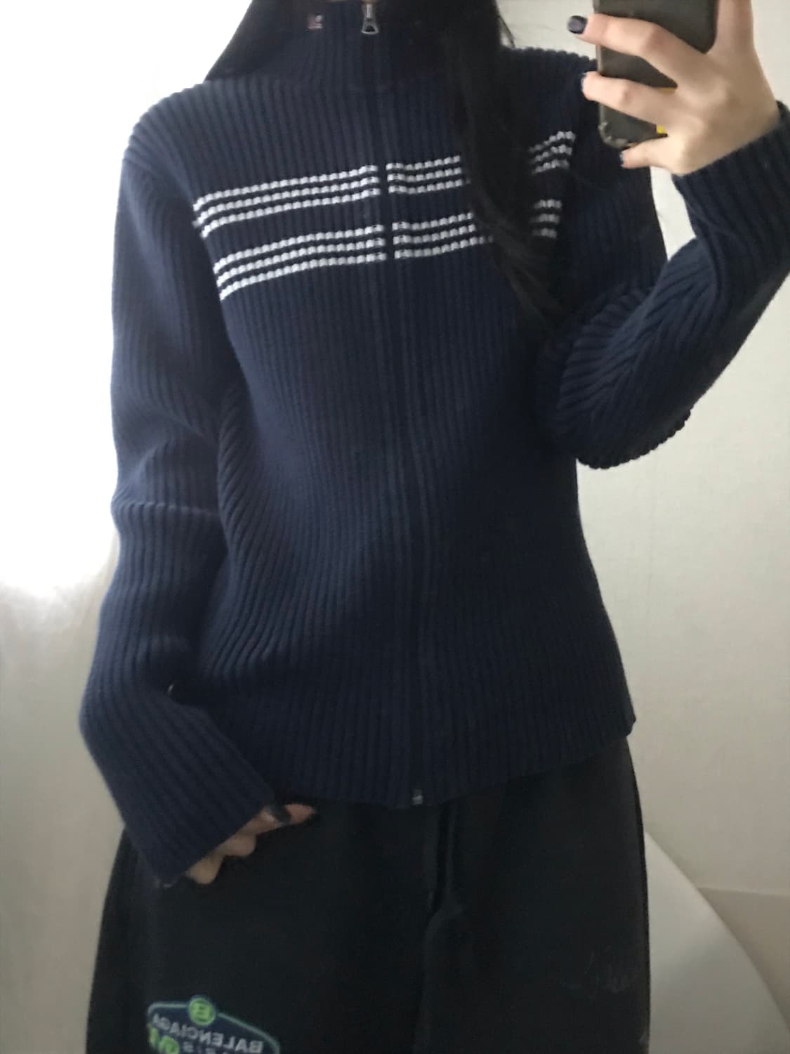 폴로 네이비 딱붙핏 니트집업 상품이미지4