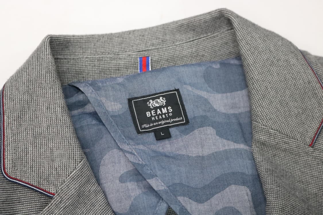 BEAMS HEART 빔즈하트 파이핑 디테일 멜란지 그레이 져지 자켓 상품이미지4