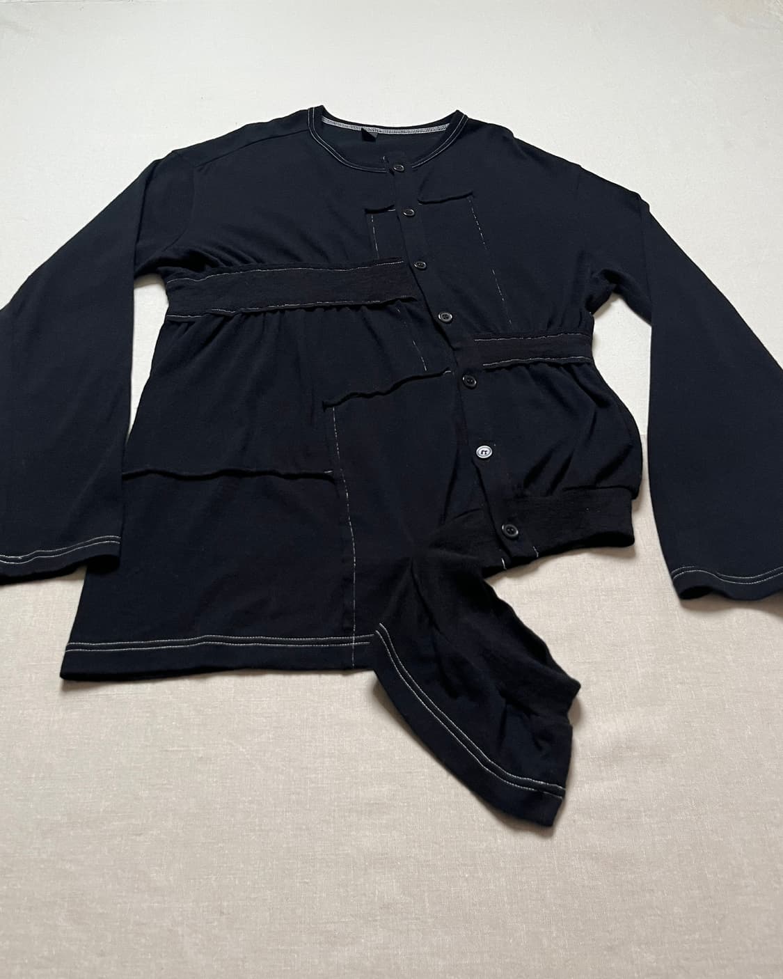 요지야마모토 패치워크 라운드넥 가디건 yohji yamamoto  상품이미지2