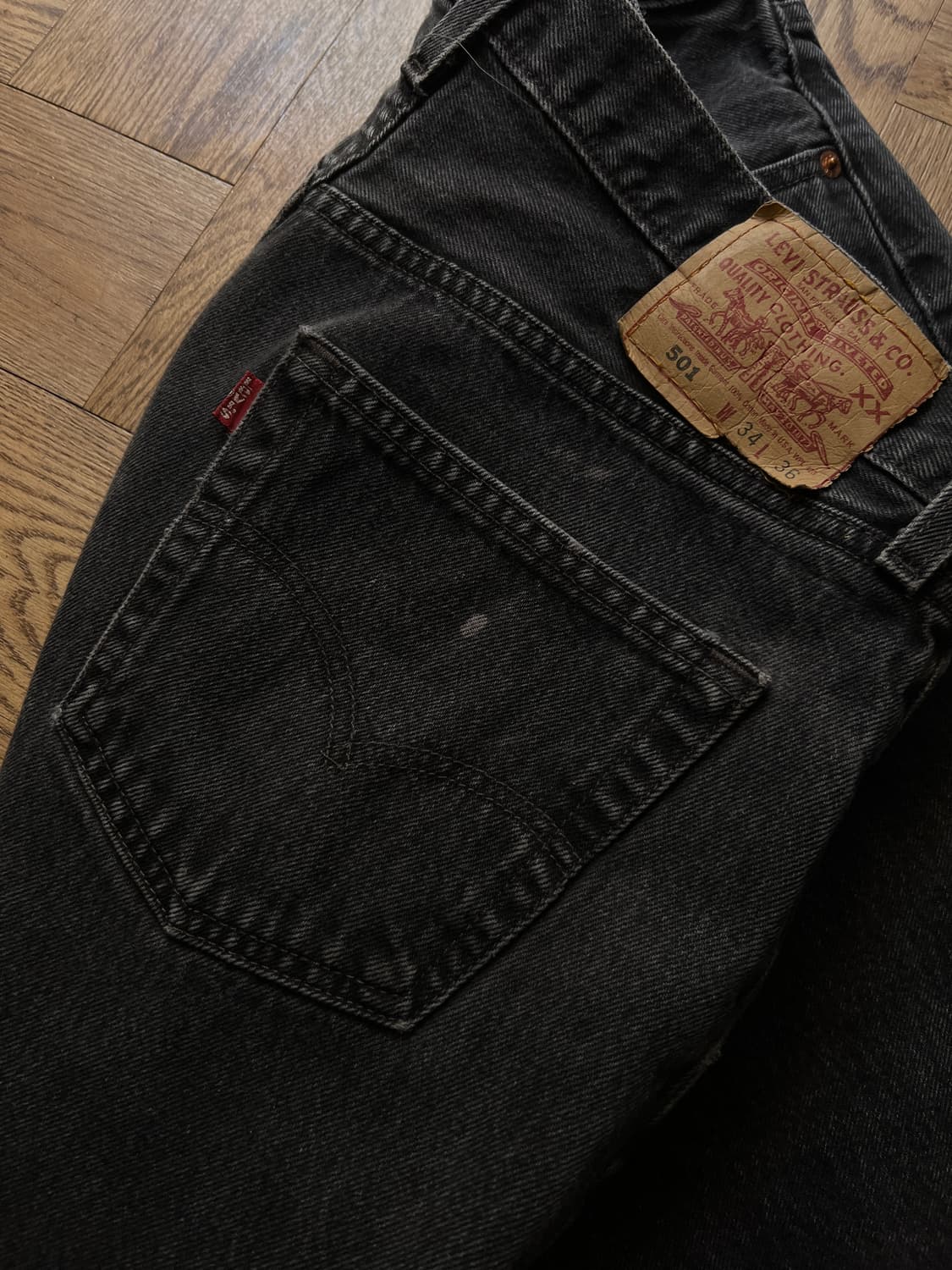 [34]90's 리바이스 501 Made in USA 흑청 데님팬츠 S7 상품이미지5