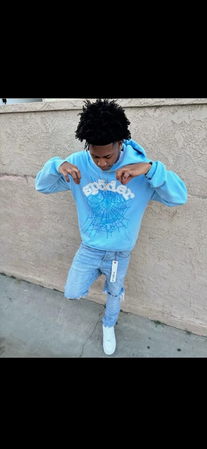 Sp5der sky blue hoodie 상품이미지4